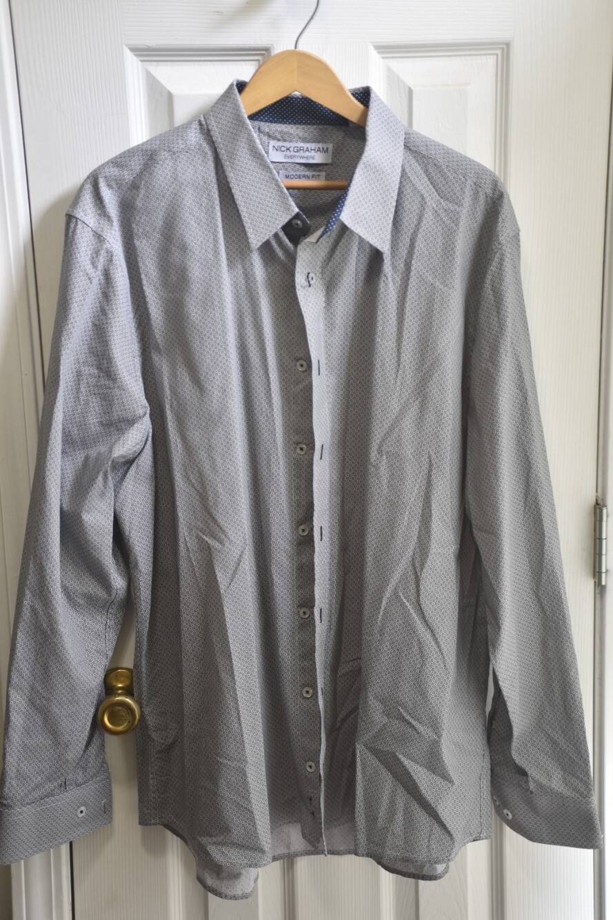 Nick Graham Everywhere Black &White Long Sleeve Button Down Sz 2xl LSC013